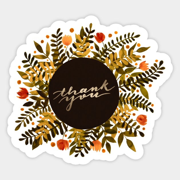 Thank you flowers and branches - sap green and ochre Sticker by wackapacka